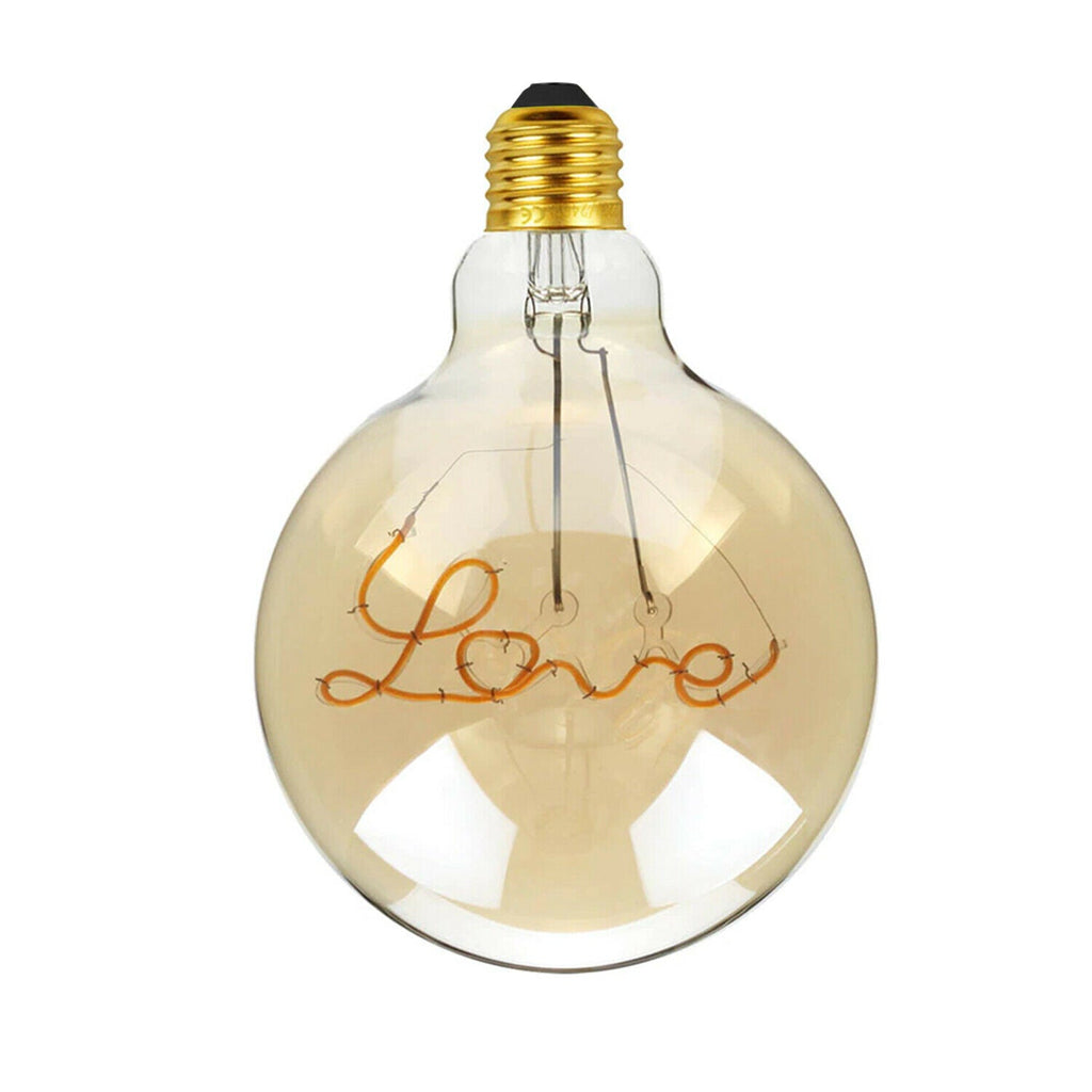 E27 LED Light Bulb G125 Love Filament Amber Glass Globe Warm White~1042-2