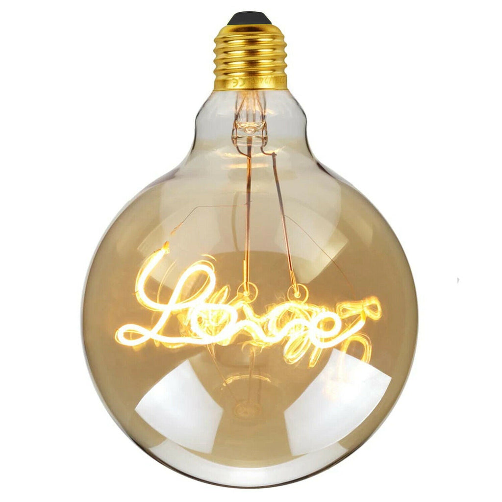 E27 LED Light Bulb G125 Love Filament Amber Glass Globe Warm White~1042-1