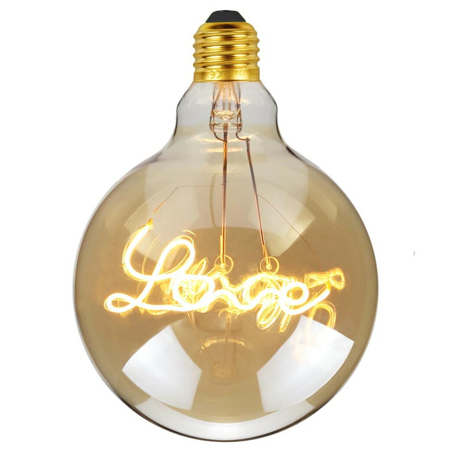 E27 LED Light Bulb G125 Love Filament Amber Glass Globe Warm White~1042-1
