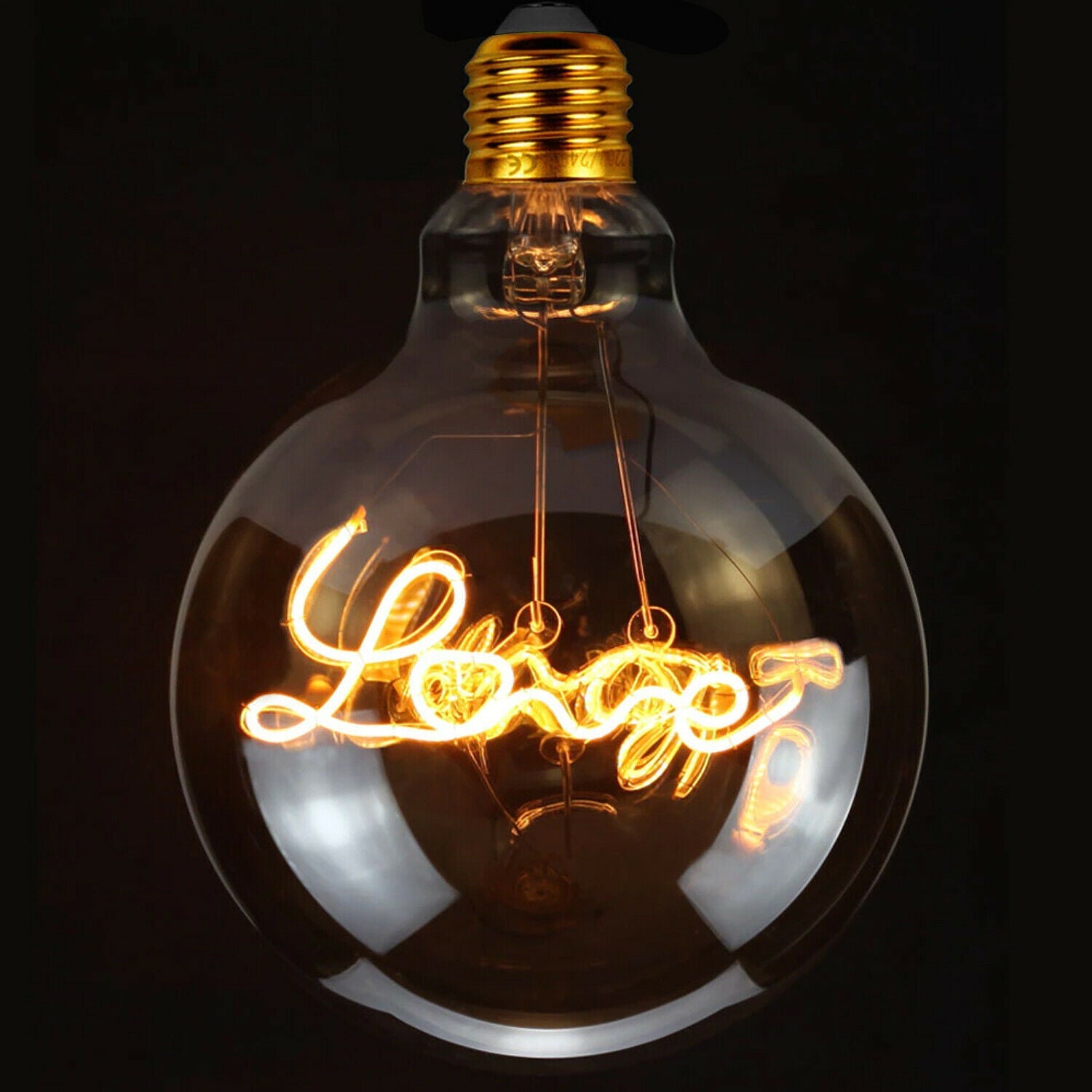 E27 LED Light Bulb G125 Love Filament Amber Glass Globe Warm White~1042-3