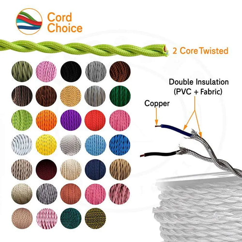 1M/5M/10M Black 2 Core Twisted Electric Fabric Cable~1769-1