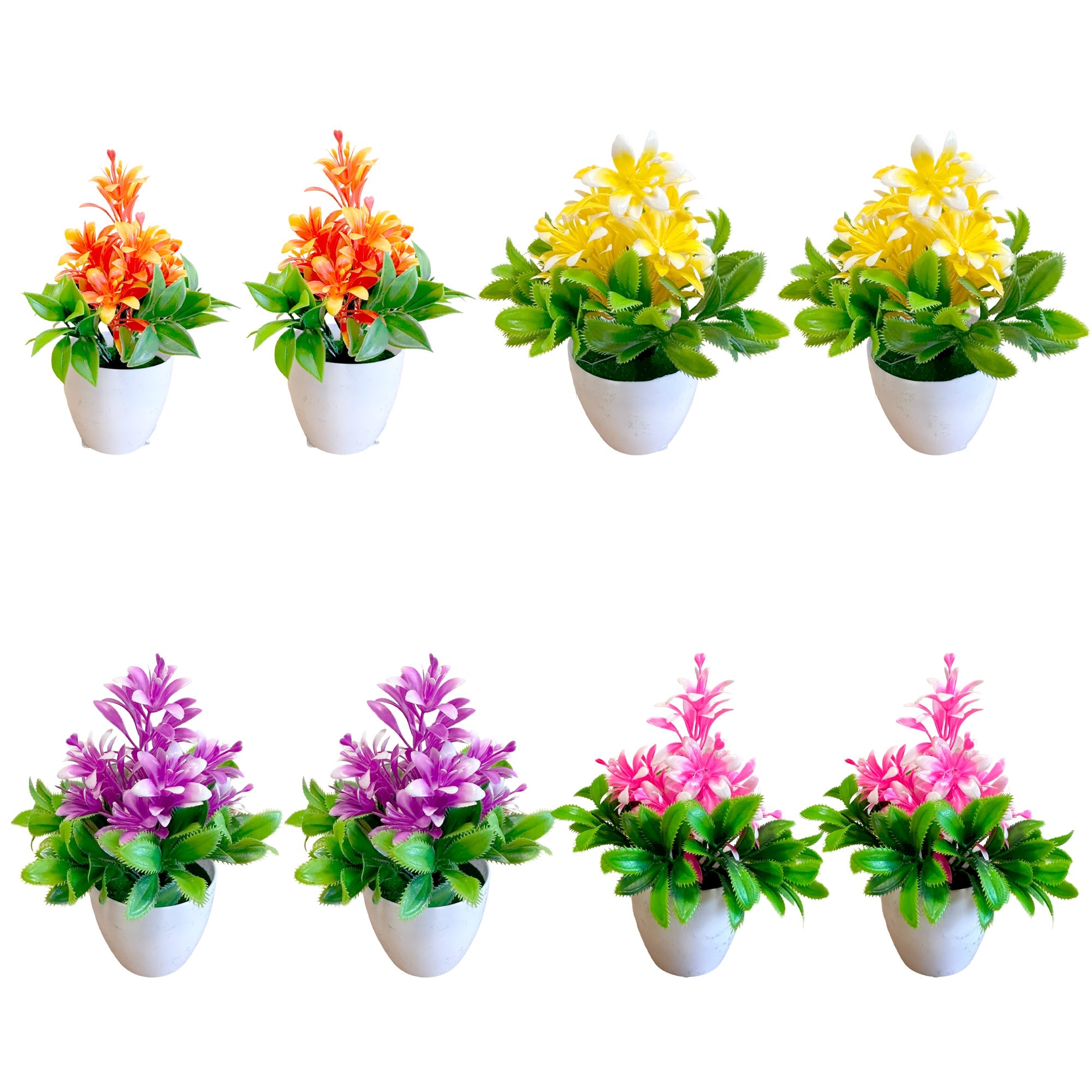Artificial Flowers in Plastic Small Pot Indoor Fake Flower Plants ~5596-4