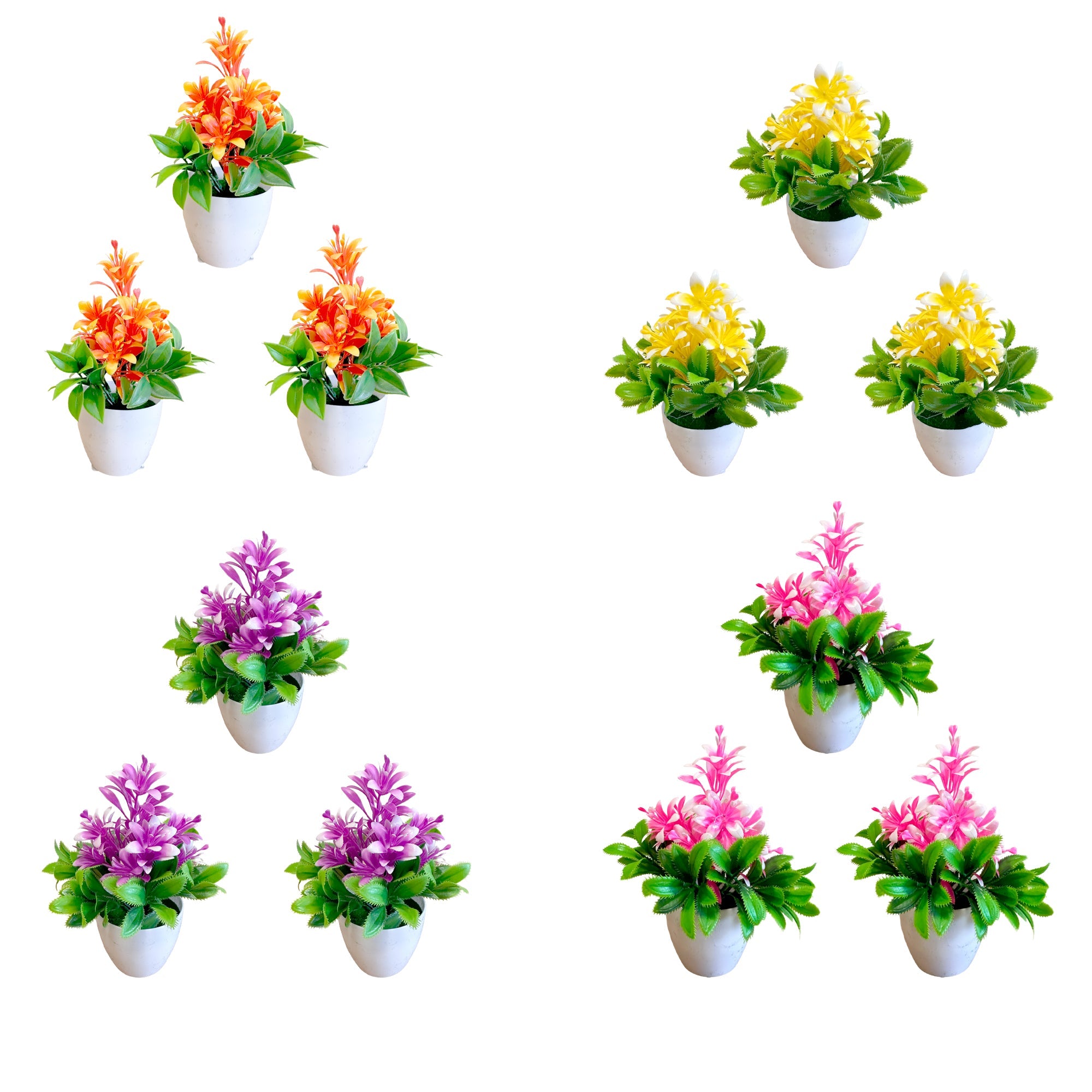Artificial Flowers in Plastic Small Pot Indoor Fake Flower Plants ~5596-5