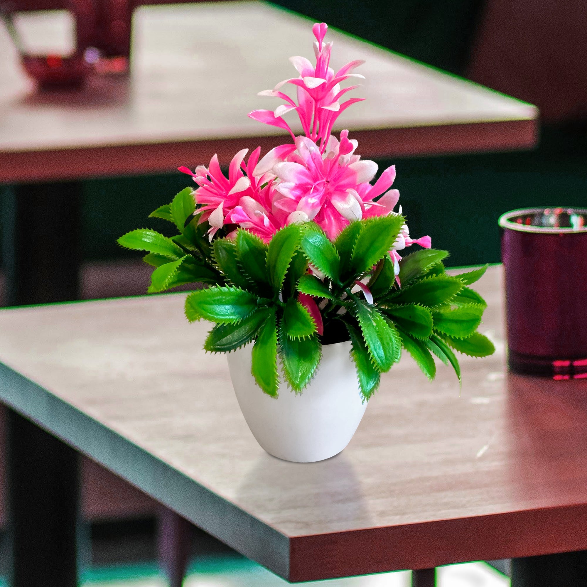 Artificial Flowers in Plastic Small Pot Indoor Fake Flower Plants ~5596-0