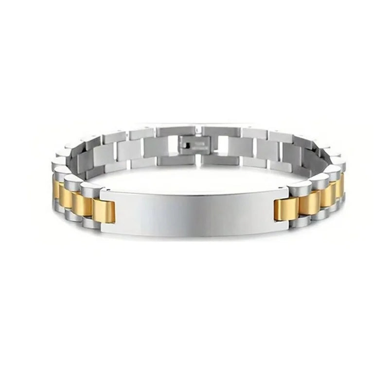 Designer Gold Plated Stainless Steel Women's and Men's Waterproof Magnet Nail Bracelet with Cross Design