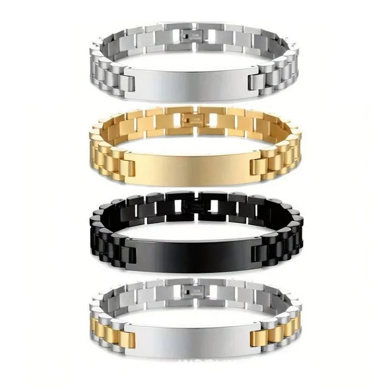 Designer Gold Plated Stainless Steel Women's and Men's Waterproof Magnet Nail Bracelet with Cross Design