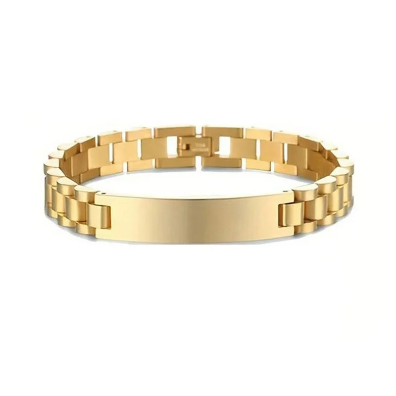 Designer Gold Plated Stainless Steel Women's and Men's Waterproof Magnet Nail Bracelet with Cross Design