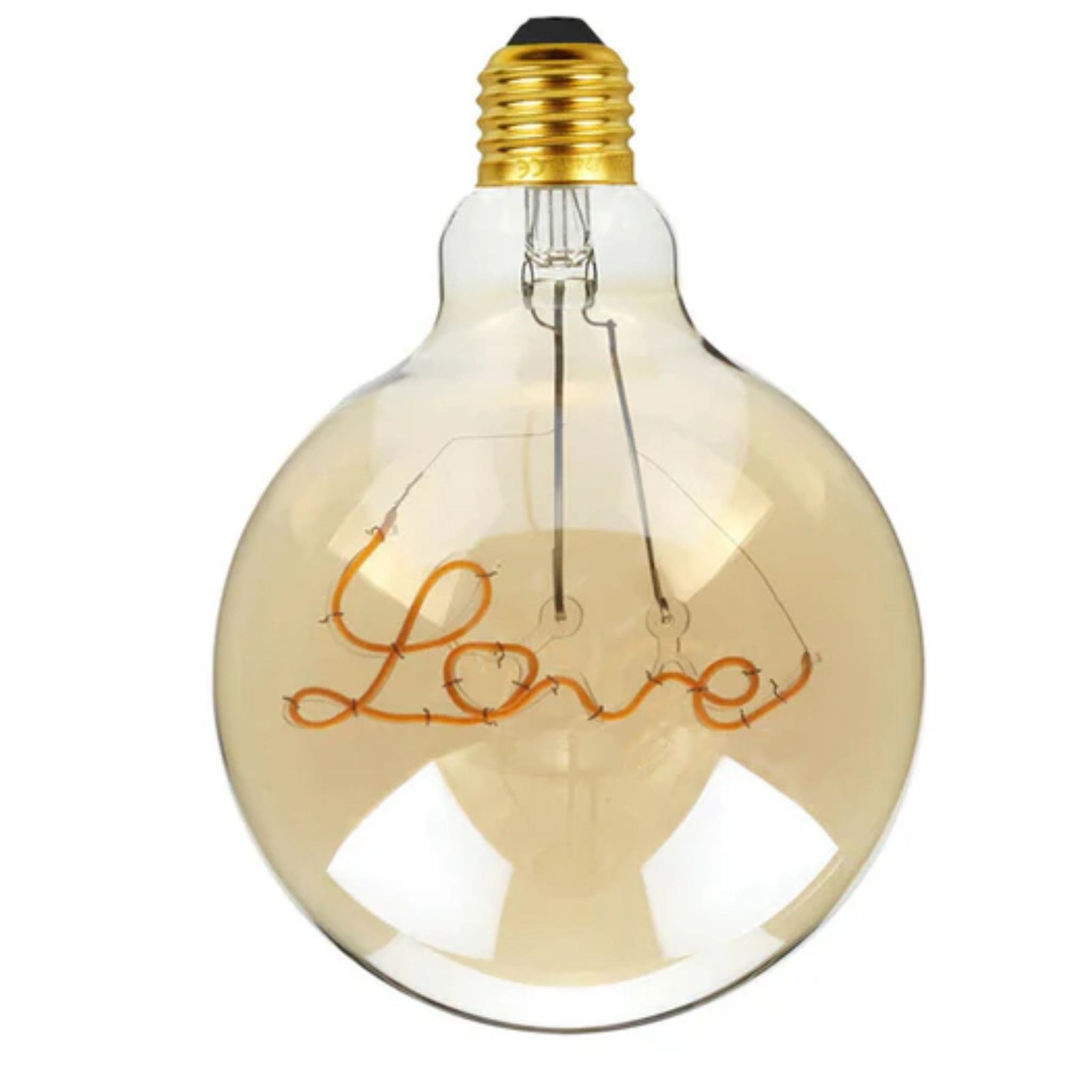 E27 LED Light Bulb G125 Love Filament Amber Glass Globe Warm White~1042-0