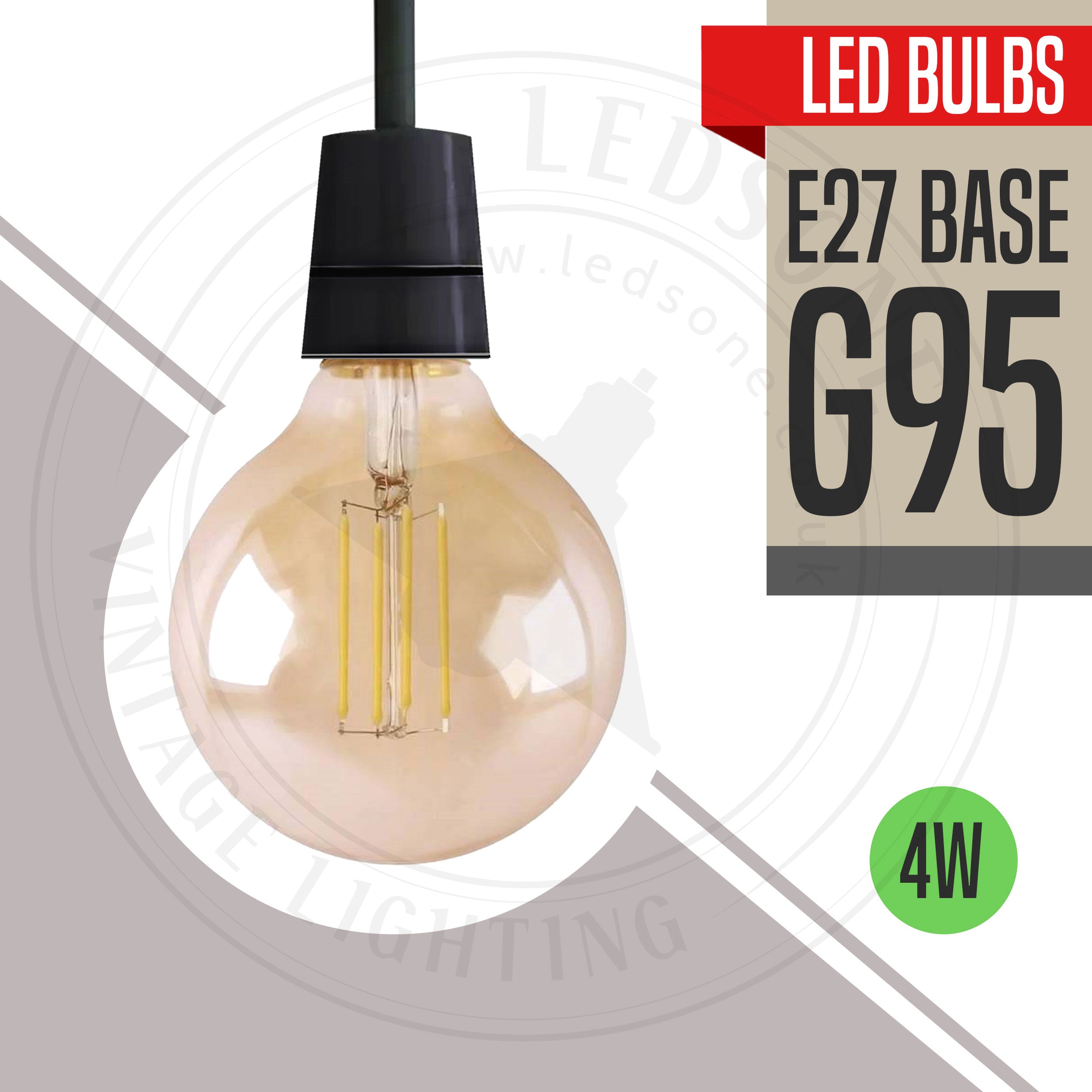 Industrial Light Bulb G95 Edison E27 4W Filament Warm White 2700K~2272-2