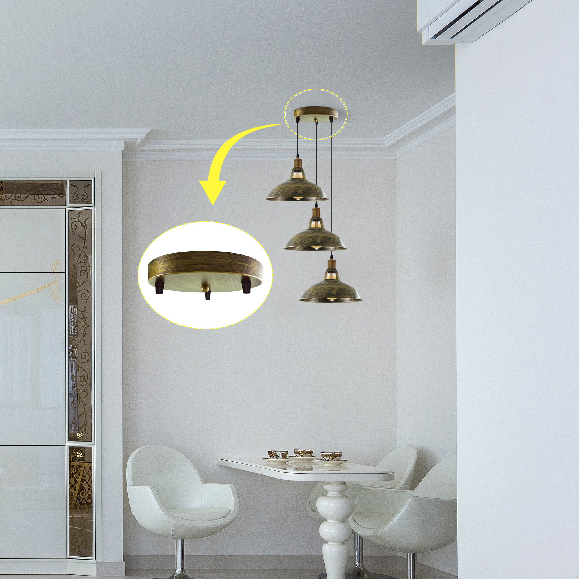 Multi-outlet ceiling rose, 3-way outlet five colors~2146-4