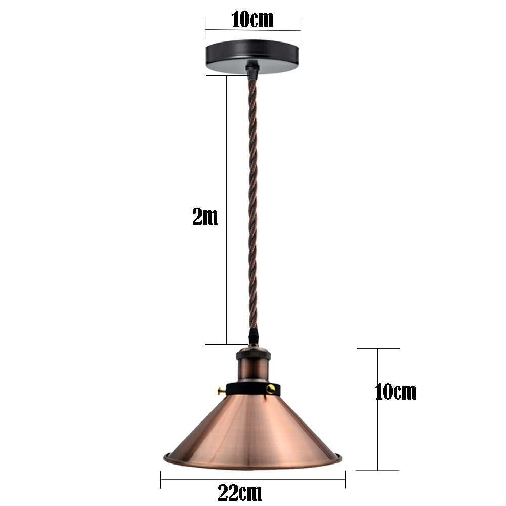 Cone Shade 2M Pendant Light Copper Ceiling Hanging Pendant Lamp ~3379-2