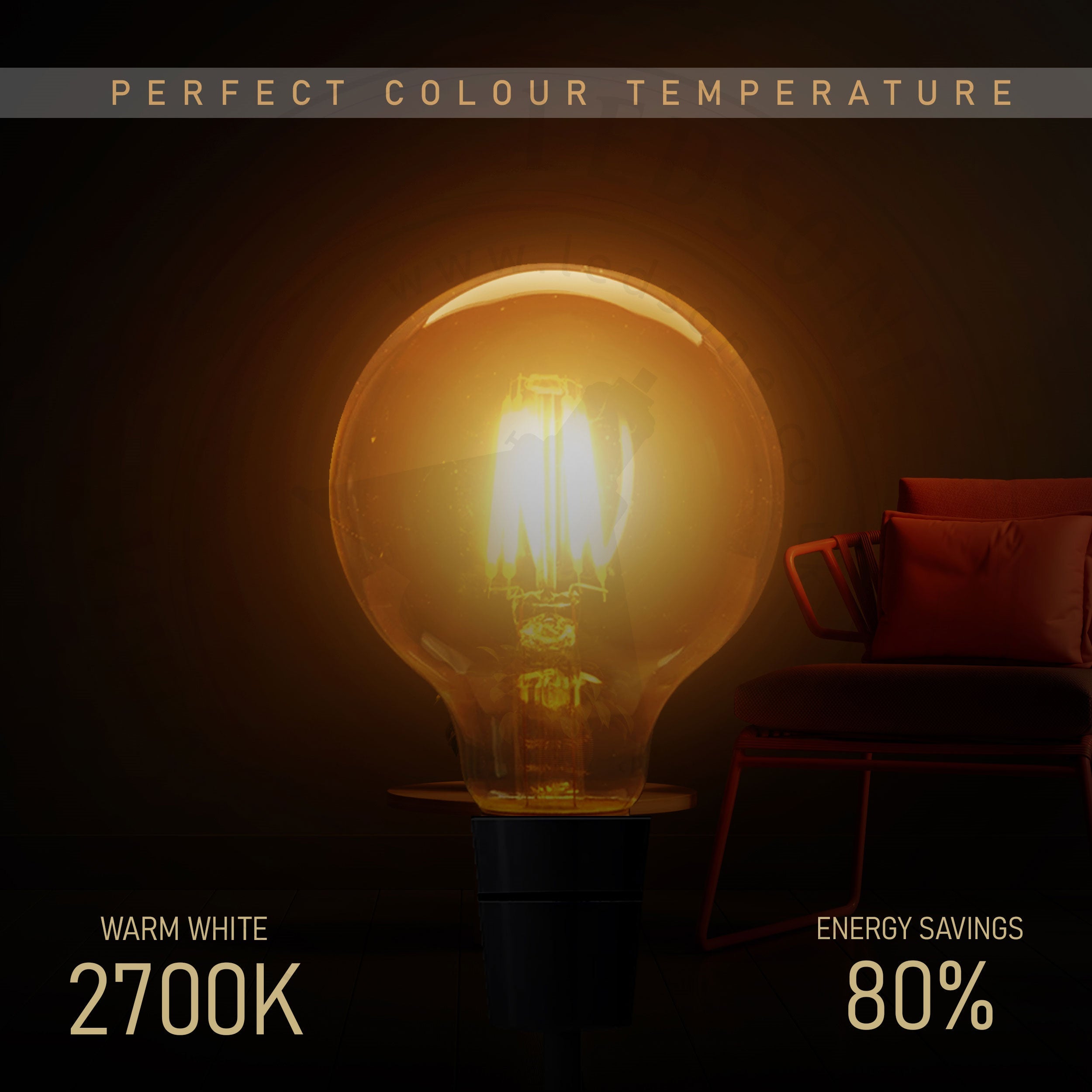 Industrial Light Bulb G95 Edison E27 4W Filament Warm White 2700K~2272-1